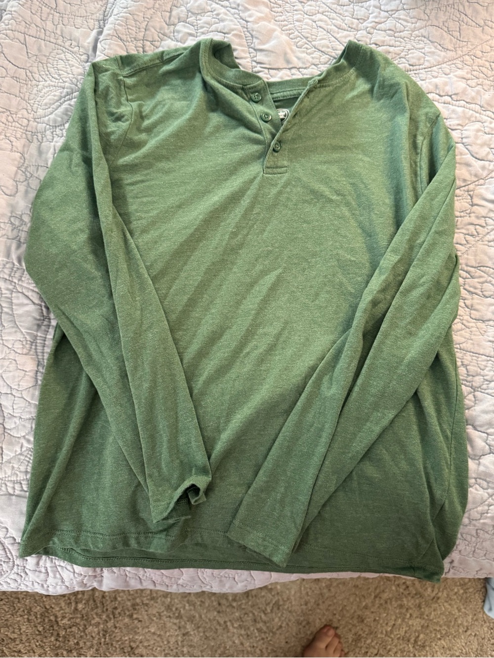 wonder nation Green Long Sleeve boys Henley Shirt XL (14-16)